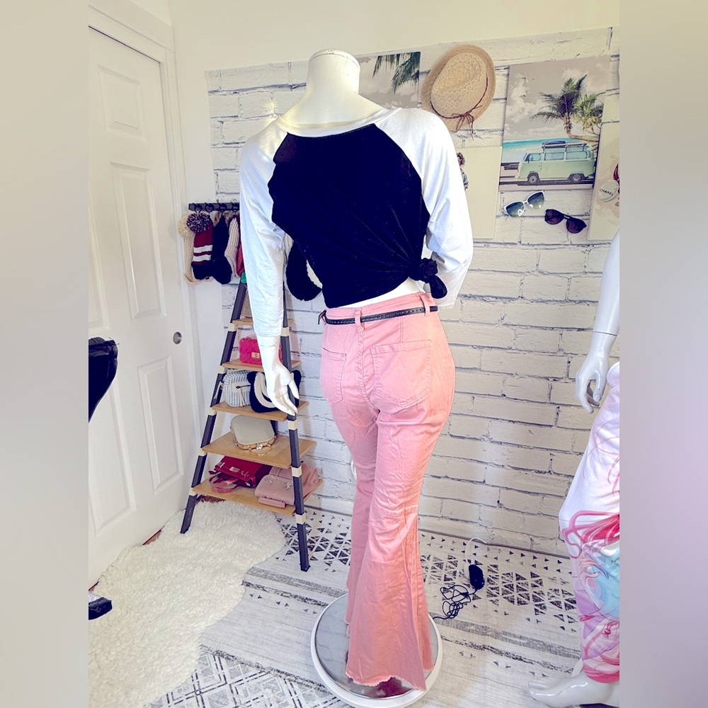 Flared Ripped Jeans Flared/Bell Bottom/Mid Rise/Destroyed Hem Pants - Picture 3 of 14